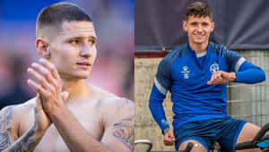 Patryk Klimala Soccer Player Collage Wallpaper