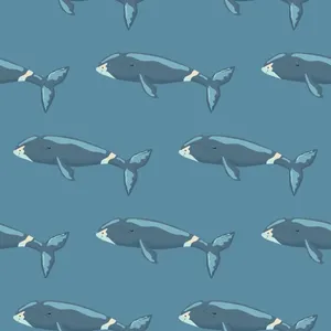 Patterned Bowhead Whales Illustration Wallpaper