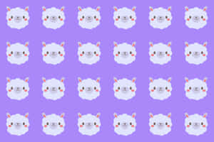 Patterned Cute Alpaca Faces Purple Background.jpg Wallpaper