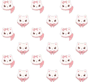 Patternof Cute Cartoon Catswith Pink Bows Wallpaper