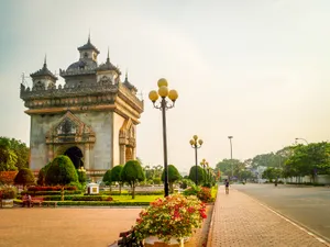 Patuxai Monument Vintage Aesthetic Wallpaper
