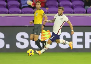 Paul Arriola Hitting Goal Mls Soccer Game Wallpaper