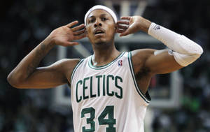 Paul Pierce With Hands On Ears Wallpaper