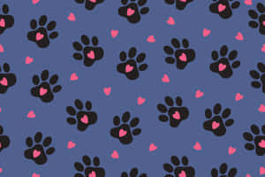 Paw_ Prints_and_ Hearts_ Pattern Wallpaper