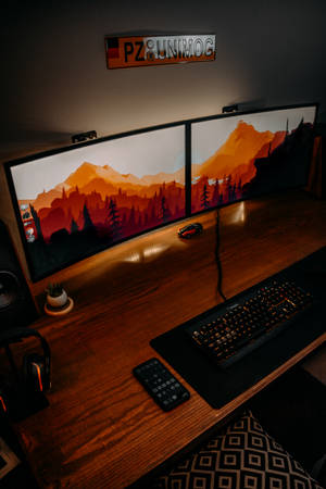 Pc And Table For Gamer Wallpaper