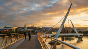 Peace Bridge Sunset Stroll Derry Londonderry Wallpaper