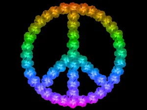 Peace Symbol Rainbow Flowers Wallpaper