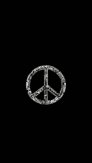 Peace Symbol Typography In Solid Black Wallpaper