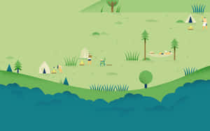 Peaceful Camping Scene Illustration Wallpaper