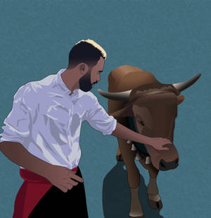 Peaceful Interaction Between Man And Ox Wallpaper