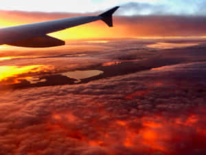 Peaceful Relaxing View From Airplane Window Wallpaper