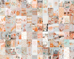 Peach Aesthetic Collage With Patterns Wallpaper