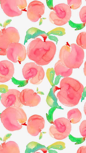 Peach Fruit Watercolor Art Wallpaper