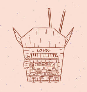 Peach Toned_ Ramen_ Shop_ Sketch Wallpaper