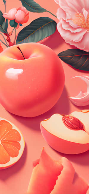 Peachy Keen Aesthetic Fruit Art Wallpaper