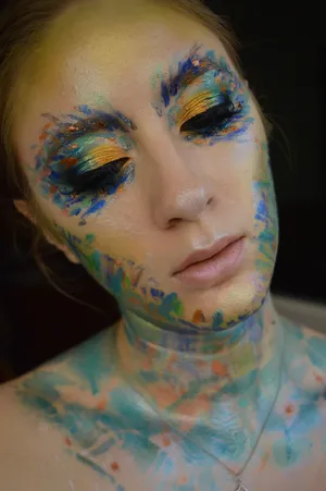 Peacock_ Inspired_ Fantasy_ Makeup Wallpaper