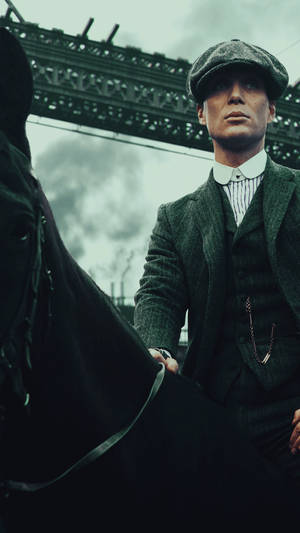 Peaky Blinders Thomas With Black Horse Wallpaper