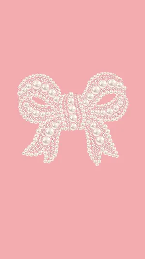 Pearl Embellished Pink Bow Wallpaper