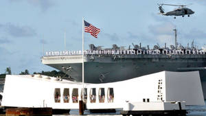 Pearl Harbor Memorial And Aircraft Carrier Wallpaper