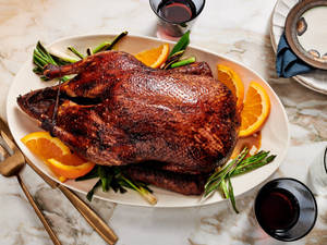 Peking Duck Roast With Rosemary And Orange Wallpaper