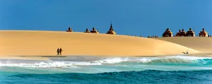 People Walking On Cape Verde Beach Wallpaper