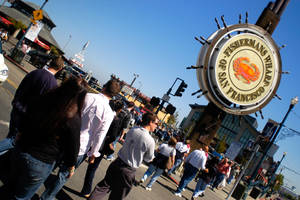 People Walking To Fishermans Wharf Wallpaper