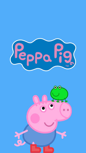 Peppa Pig And George With His Toy Mr. Frog Playing With A Phone Wallpaper