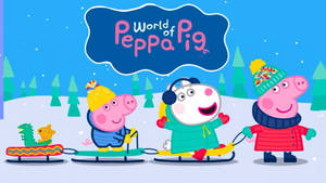 Peppa Pig Ipad Snow Sled Wallpaper