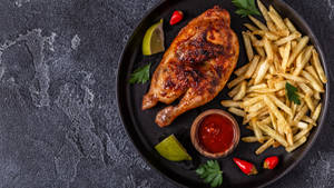 Peri Peri Chicken With Fries Side Dish Wallpaper