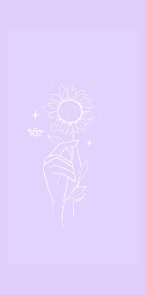 Periwinkle Sunflower Hand Art Wallpaper