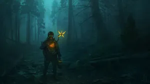 Person Waiting In A Dark Forest Wallpaper