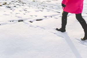 Person Walking In Snow High Quality Desktop Wallpaper