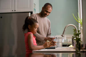 Personal Father Daughter Sink Wallpaper