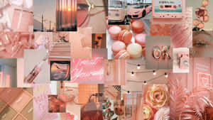 Personalize Your Desktop With This Stylish Pink Collage Wallpaper Wallpaper