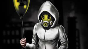 Personin Gas Maskwith Balloon Wallpaper