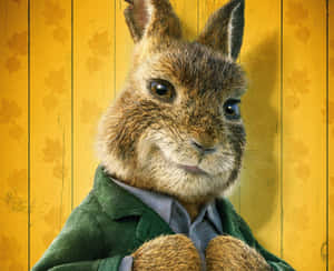 Peter Rabbit Portrait Yellow Background Wallpaper