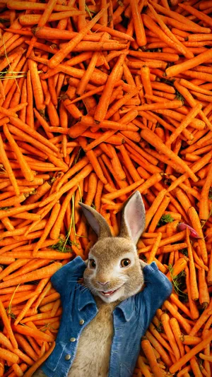 Peter Rabbit Surroundedby Carrots Wallpaper