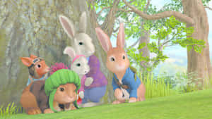 Peter Rabbitand Friends Outdoor Adventure Wallpaper