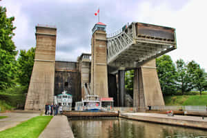 Peterborough Lift Lock Summer Scene Wallpaper
