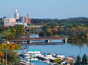 Peterborough Riverfront Autumn Scenery Wallpaper