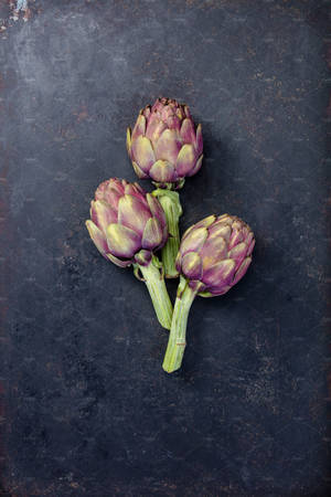 Petit Three Violet Artichoke Vegetables Wallpaper