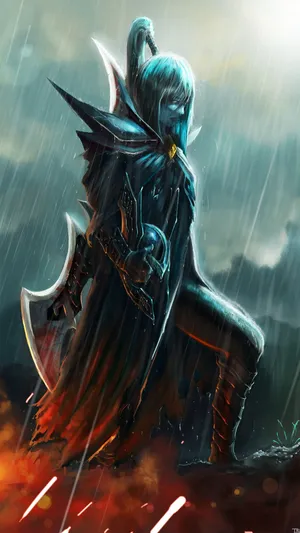 Phantom Assassin In Rain Dota 2 Iphone Wallpaper