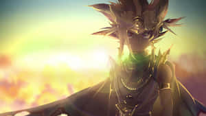 Pharaoh Atem Standing Tall Against A Dark And Majestic Backdrop Wallpaper