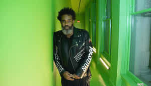 Pharoahe Monchin Green Hallway Wallpaper
