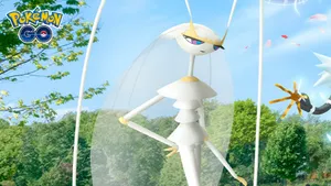 Pheromosa Beside A Natural Vista In Pokemon Go Wallpaper