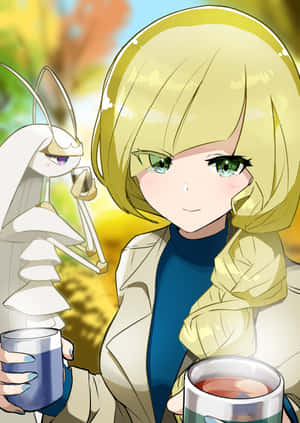 Pheromosa Bug Pokemon With Lusamine Wallpaper