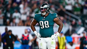 Philadelphia Eagles Player Number98 On Field Wallpaper