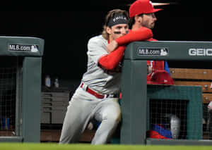 Philadelphia Phillies Players Watching Game Dugout Wallpaper