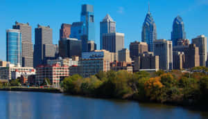 Philadelphia Skyline Of Blue Sky Wallpaper