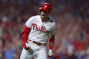 Phillies Player Intense Game Moment Wallpaper